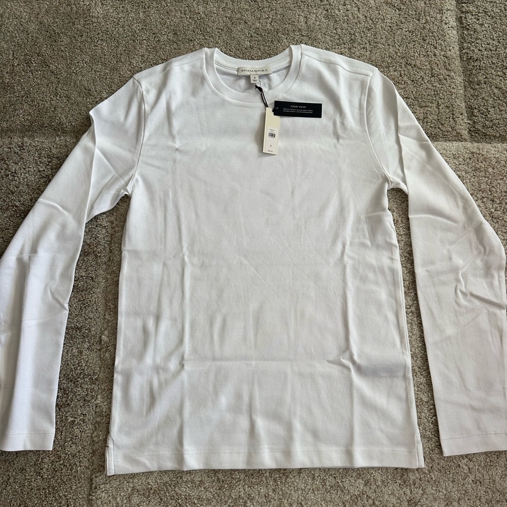 Banana Republic Luxury Touch Long Sleeve Tee Shirt XL White NWT